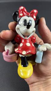 lot 132 image: Walt Disney Vintage Minnie Mouse Shopping Porcelain Figurine Approximately 4 inches Tall
