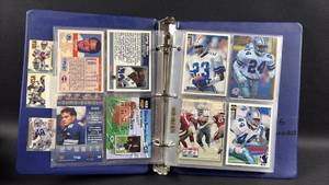 lot 142 image: Football Card Collection in Binder Approximately 80 Assorted Cards