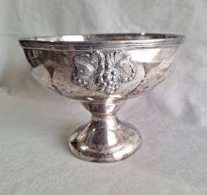 Silver Plated Compote Bowl with Grape Design