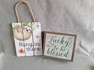 lot 71 image: Inspirational Wood Signs Set with Sloth Design