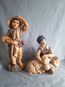 lot 78 image: Large Ceramic Shepherd Figurines with Sheep