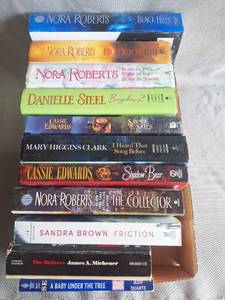 lot 85 image: Mixed Fiction Paperback Book Lot - 11 Books Including Nora Roberts, Danielle Steel, Mary Higgins Clark - Includes Hard Covers