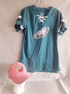 lot 87 image: Philadelphia Eagles Womens Fanatics NFL Jersey & Wichita Wind Surge Cap