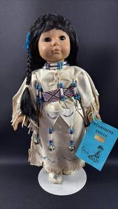 lot 7 image: Amazing, High Quality Detailing. 18 Inch Starshine Dolls Native American Girl Doll with Traditional Dress Limited Edition #186 of 250