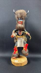 lot 20 image: Native American Kachina Doll with Fur and Feathers