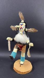 lot 21 image: Native American Kachina Doll with Feathers and Traditional Dress