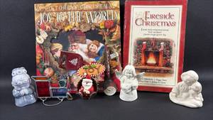 lot 214 image: Christmas Holiday Decoration Lot with Books and Figurines