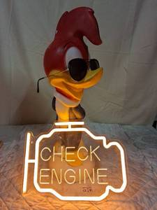 lot 8 image: Woody Woodpecker Check Engine LED Neon Sign