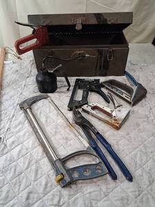 lot 16 image: Classic Tool Collection with Metal Toolbox and Hand Tools