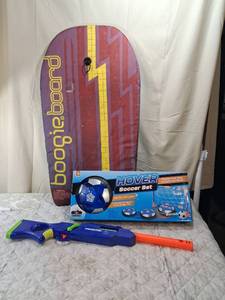 lot 42 image: Boogie Board with Water Toys and Hover Soccer Set Bundle