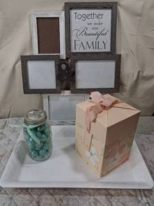 lot 91 image: Rustic Family Photo Collage Frame with Decorative Boxes