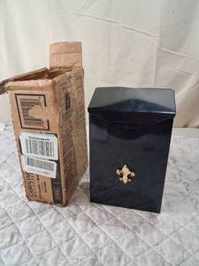lot 153 image: Gibraltar Black Steel Mailbox with Fleur-de-lis Hardware