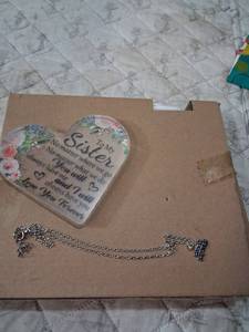 lot 165 image: Sister Memorial Heart Plaque with Little Sister Necklace
