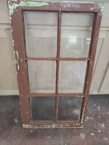 lot 194 image: Reclaimed Wood Window Frame with 6 Glass Panes