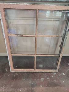 lot 195 image: Old Wood Window Sash with Glass Panes