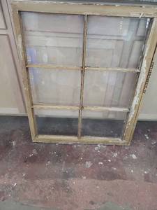 lot 196 image: Reclaimed Wooden Window Frame Set with Glass Panes