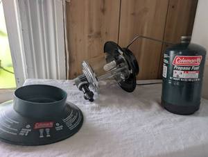 lot 102 image: Coleman Propane Lantern with Glass Globe and Base