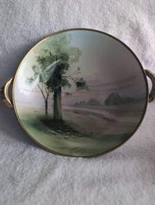 lot 500 image: Hand Painted Nippon Landscape Bowl with Gold Handles