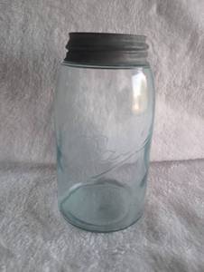 lot 1013 image: Ball Mason Light Blue Jar with Metal Lid