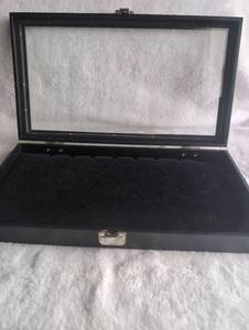 lot 2002 image: Black Display Case with Glass Top and Foam Jewelry Display