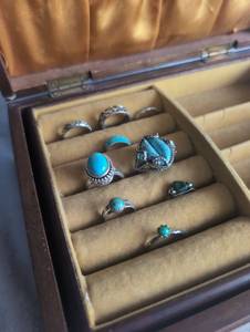 lot 2009 image: Silver and Turquoise Toned Ring Collection - 9 ct
