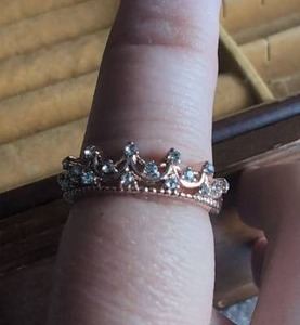 lot 2014 image: Crown Ring with Crystal Stones - Size 6