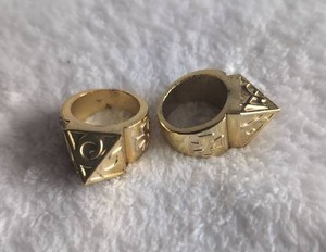 lot 2018 image: Gold Tone Masonic Square and Compass Cross Rings Set of 2- 13