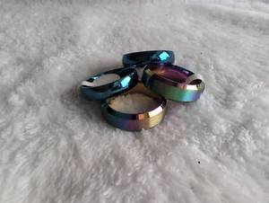 lot 2022 image: Stainless Steel Rainbow Iridescent Ring Lot - Size 14