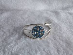 lot 2026 image: Silver Abalone Shell Inlay Cuff Bracelet