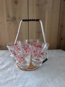lot 2514 image: 1989 Cinco de Mayo Commemorative Shot Glass Set with Wire Carrier