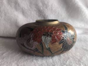 lot 3009 image: Art Nouveau Style Brass Vase with Floral Design