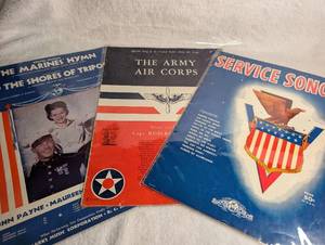 lot 3517 image: WWII Era Military Sheet Music Collection - Marines Hymn, Army Air Corps, Service Songs - 3 ct