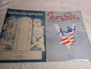 lot 3518 image: WWII Era Patriotic Sheet Music Collection - God Guard Our Fighting Men and More - 2 ct