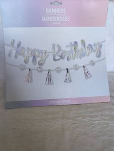 lot 4999 image: Happy Birthday Banner Set with Tassel Garland