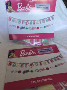 lot 5001 image: Barbie Happy Birthday Party Banner Set - 2 ct