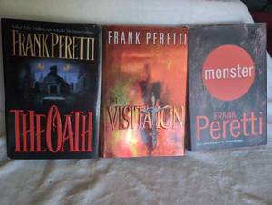 lot 5051 image: Frank Peretti Fiction Novel Collection - The Oath, The Visitation, Monster
