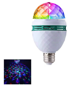 lot 163 image: Rotating LED Strobe Bulb RGB Multi Changing Color Crystal Stage Light, E27 AC 85-265V LED Fun Light Bulb Party Lights for Disco, Birthday Party Club Bar, Indoor Parties - Retail $11