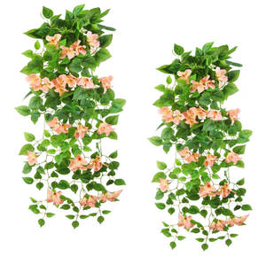 lot 170 image: 2 Pcs Artificial Hanging Flowers for Outdoors Bougainvillea Artificial Vines Yellow UV Resistant Faux Flowers for Outdoor Planters Wall Porch Patio Balcony Garden Yard Outside Basket Decor