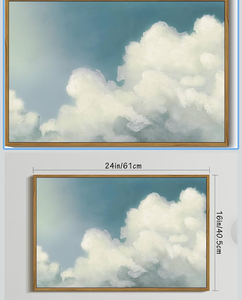 lot 302 image: SHENIFY Vintage Framed Wall Art Cloud in Sky Landscape Scenery Rustic Home Decor Retro Decorations for Farmhouse Hallway Bedroom Ready to Hang Wall Artwork - 16x24in Natural Framed - Retail $37