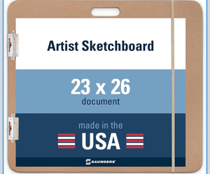 lot 313 image: Recycled Hardboard Sketchboard - Brown, 23 in. x 26 in. Clipboard with Built-in Handle - Solid Drawing Board for Artists, Students, and Creatives