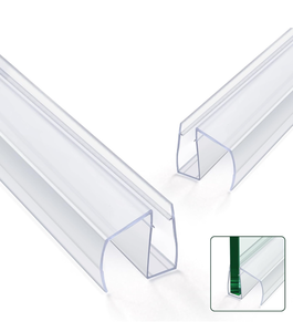 lot 319 image: Shower Door Bottom Seal Strips 2PCS, 36 Inch Length PVC Clear Seal Strips with Drip Rail for 38(10mm) Thick Frameless Glass Door, to Stop Water Leak - Retail $26