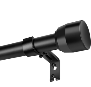 lot 323 image: Matte Black Curtain Rod Itself is 30-144 inch 2 Pack, Fit 30 to 142, 66 to 120 inch Windows with 1 Inch Diameter Heavy Duty Adjustable Telescopic Rod, 1 Inch Diameter Splicing Extra Long - Retail $29