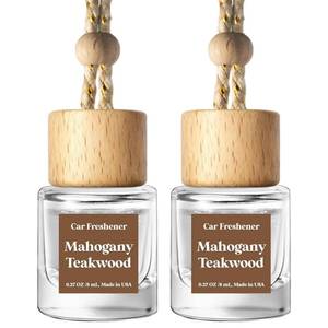 lot 377 image: C Classy Car Air Freshener Hanging 2 Pack, Mahogany Teakwood Essential Oil Diffuser, Cute Glass Bottle, Long-Lasting Fragrance Car Accessories for Women & Men, Made in USA - Retail $10