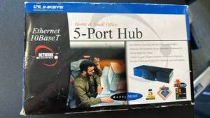 lot 380 image: Linksys Ethernet 10BaseT 5-Port Hub Network Switch - Retail $20
