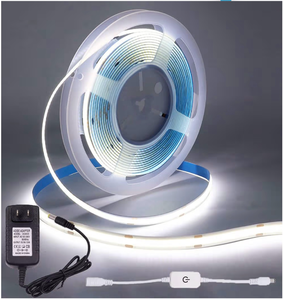 lot 386 image: LED Strip Lights, Non-Waterproof Flexible COB TV Backlight Strip DC 5V 320 LEDsm Bendable Tape Lights Kit with Adapter & IR Remote Control for Cabinet Lighting Decor (White) - Retail $17