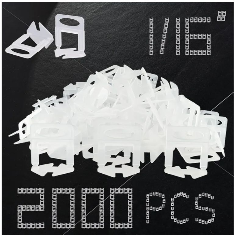 lot 16707 image: Tile Leveling System Clips 116 Inch 2000pcs Tile Leveling Spacer DIY Tiles Leveler Spacers 1.5mm Tile Tools Set Tile Leveling System for Professional Ceramic Stone Installation. COUNT UNKNOWN. - Retail $34