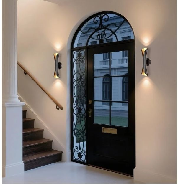 lot 16687 image: Wall Sconces Up and Down Dimmable Black and Gold Movie Theater Sconce Lights Hardwired 15.7 H Modern Indoor Decorative Wall Lights for Living Room Bedroom Hallway Stairs - Retail $90