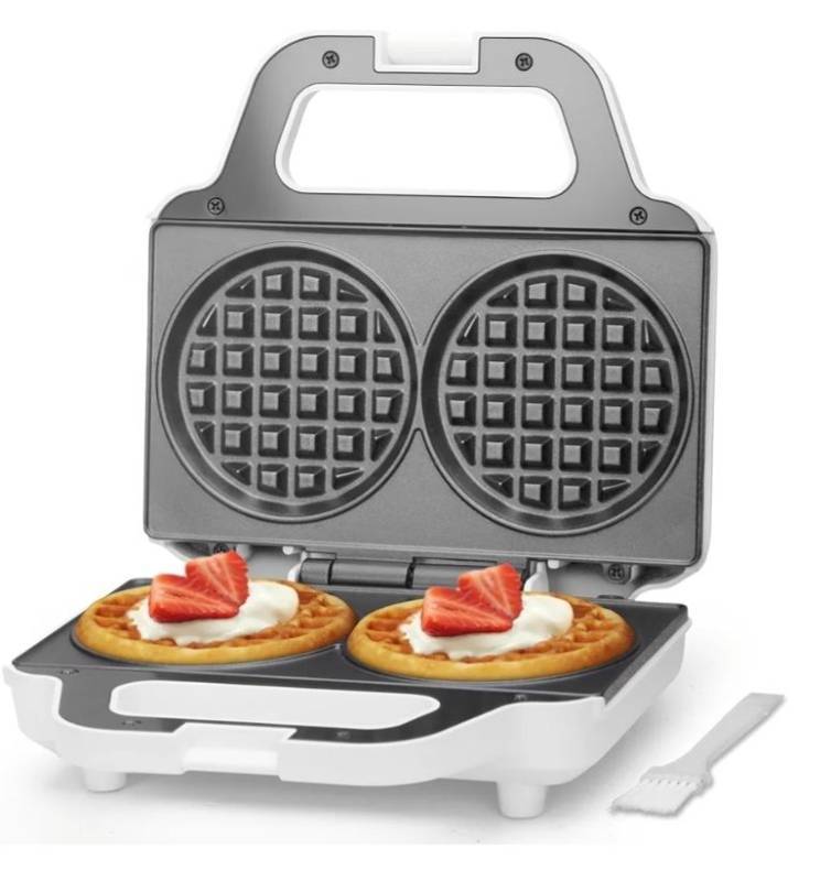 lot 16682 image: 4 Inch Double Mini Waffle Maker Machine, Waffle Maker, Waflera Electrica, Small Waffle Iron for Waffles, Keto Waffles, Hash Browns, Cookies, Non-stick Plates - Retail $24