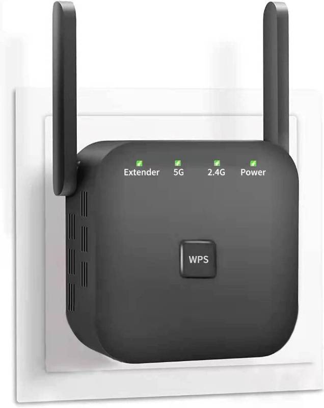 lot 62267 image: WiFi Extender, WiFi Repeater, WiFi Booster, Covers Up to 10000 Sq.ft and 80 Devices, Internet Booster - with Ethernet Port, Quick Setup, Home Wireless Signal Booster - Retail $20