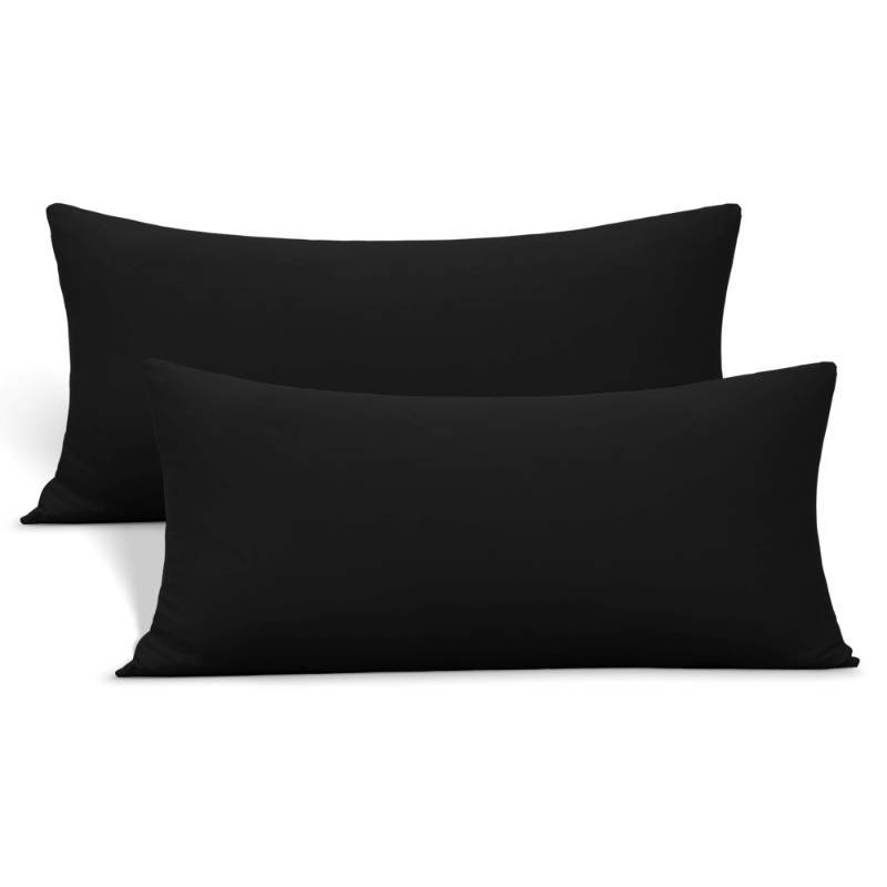 lot 62334 image: 2-Pack Stretch Pillow Cases - Jersey Knit & Ultra Soft Envelope Closure Pillowcases T-Shirt Like Microfiber Blend - Suitable for 20x3620x40 King Size Set of 2, Black - Retail $12